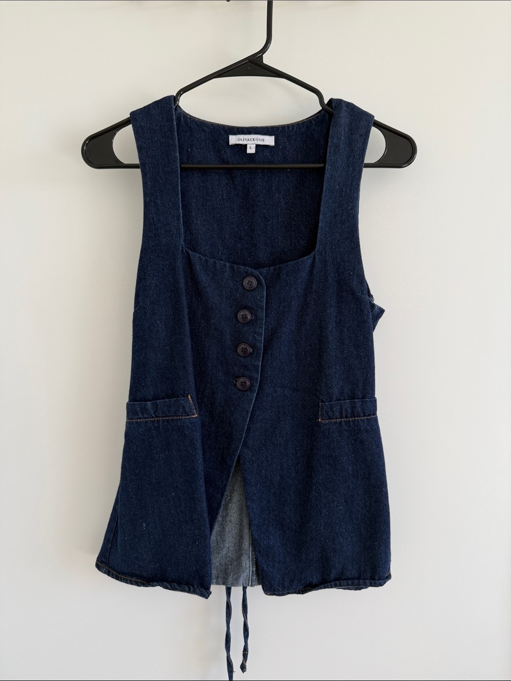 Olivaceous Dark Indigo Denim Button Front Vest